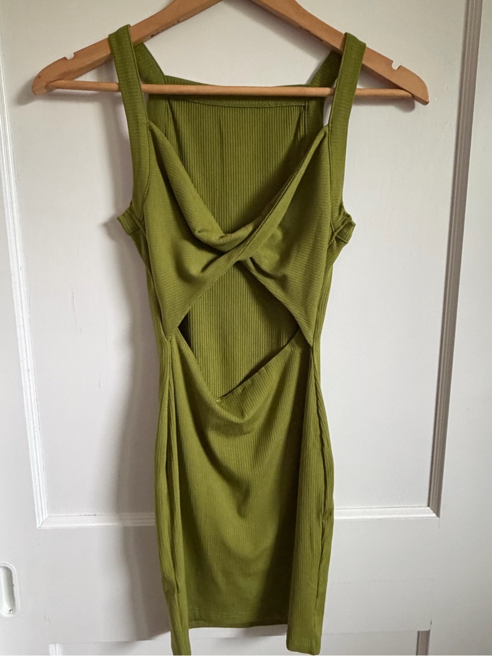 Olive Ribbed Bodycon Reversible Mini Dress